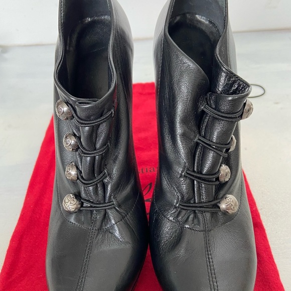 Christian Louboutin Military Black Leather Platform Booties - Picture 2 of 8